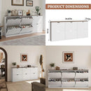 Axyaa Shoe Storage Cabinet with 6 Adjustable Drawers, Handleless Design - White