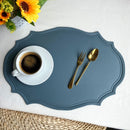 Axyaa Pea Green Faux Leather Placemats - Set of 4/10 Elliptical Table Mats