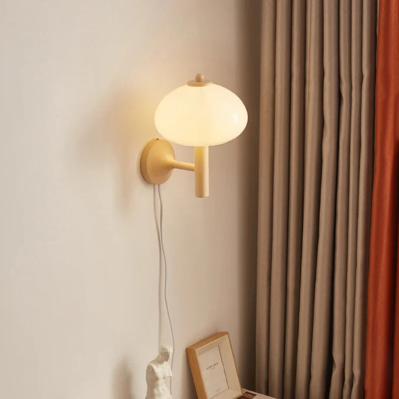 Axya Modern White Glass Mushroom Wall Lamp