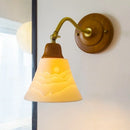 Axyaa Vintage Glass LED Wall Lamps, Japanese Style Pull Chain Copper Sconce