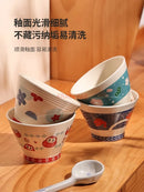 Axyaa Ceramic Rice Bowl Set with Cutlery for Home, 5-inch & High-legged Bowls