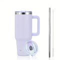 Axyaa 40oz Stainless Vacuum Insulated Coffee Cup with Handle and Straw