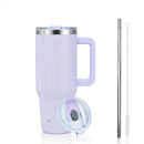 Axyaa 40oz Stainless Vacuum Insulated Coffee Cup with Handle and Straw