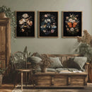 Axyaa 3-Piece Insect Pattern Art Set, Frameless Gothic Posters, Dark Floral Aesthetic Prints