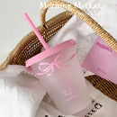 Axyaa Cute Kawaii Water Cup with Lid Straw, Portable BPA-Free Drinking Bottle