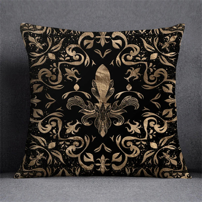 Axyaa Black Gold Plant Design Pillowcase for Elegant Home Decor