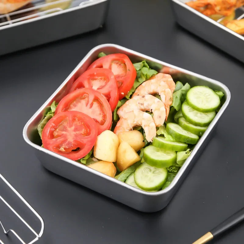 Axya Stainless Steel Square Draining Tray with Lid