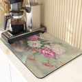 Axyaa Silicone Drainer Mat: Plant Style, Non-Slip, Absorbent Kitchen Drying Mat