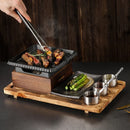 Axya Cast Iron BBQ Plate Set: Square Korean-Style BBQ Stove with Single & Double Tableware