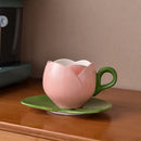 Axyaa Tulip Ceramic Coffee Cup Set - European Design Mug for Afternoon Tea and Breakfast