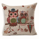 Axyaa Owl Linen Pillowcase: Office Car Sofa Living Room Decor 45x45cm