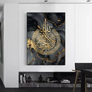 Marble Black Gold Islamic Calligraphy Wall Art Print by Axyaa