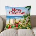 Santa Beach Cheer Pillow Cover by Axyaa: Festive Coastal Decor for Home & Car