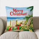Santa Beach Cheer Pillow Cover by Axyaa: Festive Coastal Decor for Home & Car