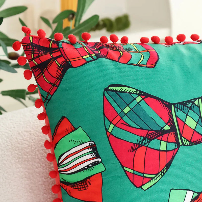 Axyaa Christmas Cushion Cover with Balls - Festive Living Room Decor - 45x45