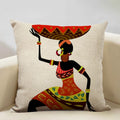 Axyaa African Dance Oil Painting Cushion Cover 45x45cm for Home Living Room Decor