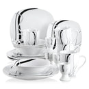 Axyaa 20-Piece Black Stripe Porcelain Dinner Set with Egg Cup, Mug, Bowl, Dessert & Dinner Plate