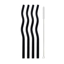 Axyaa Glass Straws - 5Pcs Colorful, Eco-Friendly Wavy Design for Juice & Cocktails