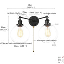 Axyaa Glass Black LED Wall Sconce 2 Heads Vintage Bedroom Bathroom Light