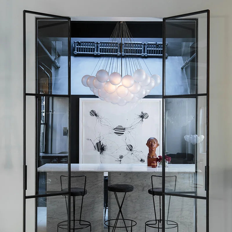 Axyaa White Bubble Ceiling Pendant Chandelier for Living Room