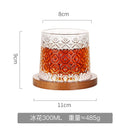 Axyaa Glass Tumbler Set with Wooden Tray, Premium Quality Whiskey Cup for Spirits