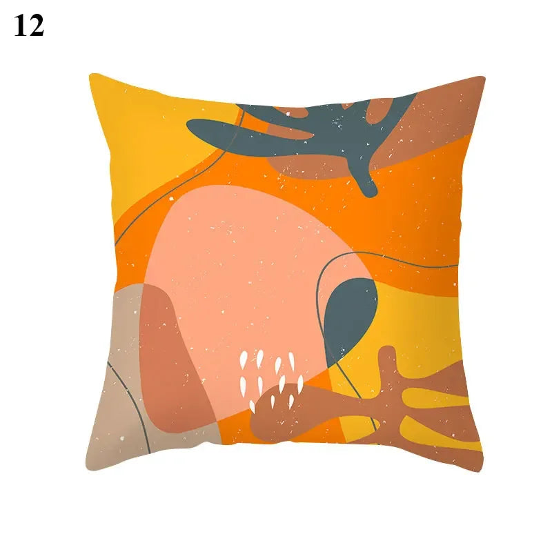 Orange Geometric Leaf Lines Pillowcase by Axyaa - Home Decor and Cozy Throw Pillows