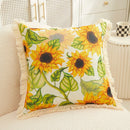 Nordic Sunflower Cotton Linen Pillowcase by Axyaa - Soft Cushion Cover for Home Sofa
