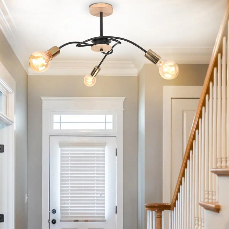 Axyaa Wrought Iron LED Ceiling Chandelier Modern Vintage Lighting