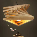 Axyaa Modern Solid Wood Triangle Chandelier LED Hanging Lamp for Home Decoration
