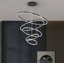 Axyaa Black LED Ring Chandelier Circle Luminous Lamp for Home Decor