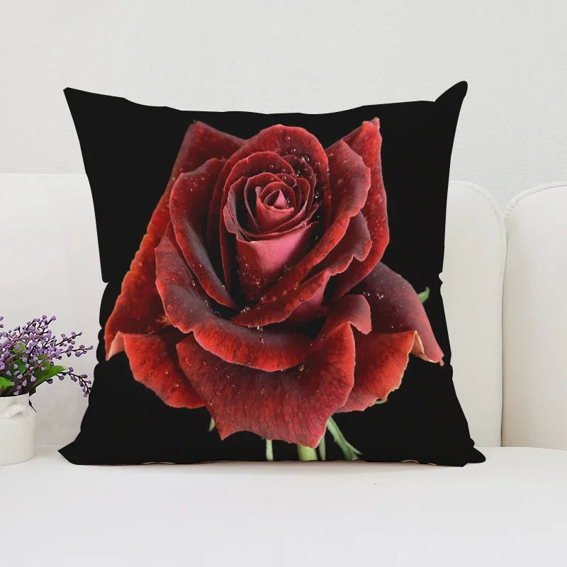Axyaa Rose Flowers Decorative Pillow Cover 45x45 Cushion Cover Cases Home Decoration