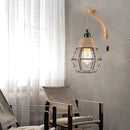 Axyaa Minimalist Wood and Rope Wall Light with Switch for Dining Bar Bedroom