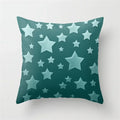 Axyaa Teal Blue Geometric Pillow Cases with Letter Leaves Plant Print, Deer Animal Design.