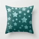 Axyaa Teal Blue Geometric Pillow Cases with Letter Leaves Plant Print, Deer Animal Design.
