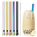Axyaa 304 Stainless Steel Bubble Tea Straw Set with Straw Brush Spoon