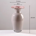 Axyaa Pink Glass Vase Pleated Lace Home Decor Hydroponic Terrarium