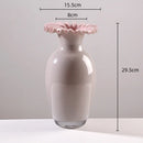 Axyaa Pink Glass Vase Pleated Lace Home Decor Hydroponic Terrarium