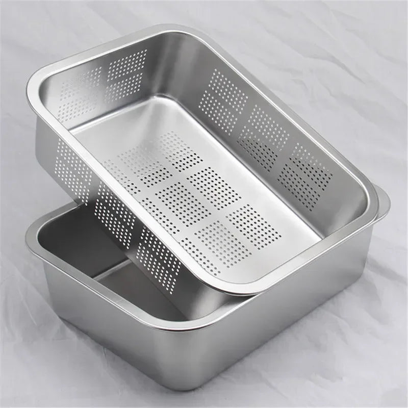 Axya Stainless Steel Mesh Strainer Colander Tray with Leak Hole Lid