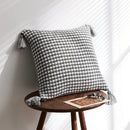 Axyaa Knitted Tassel Cushion Cover in Blue Orange Mustard Yellow Grey Ivory