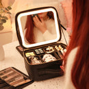 Axyaa Lighted Mirror Travel Makeup Bag - Professional Cosmetic Organizer