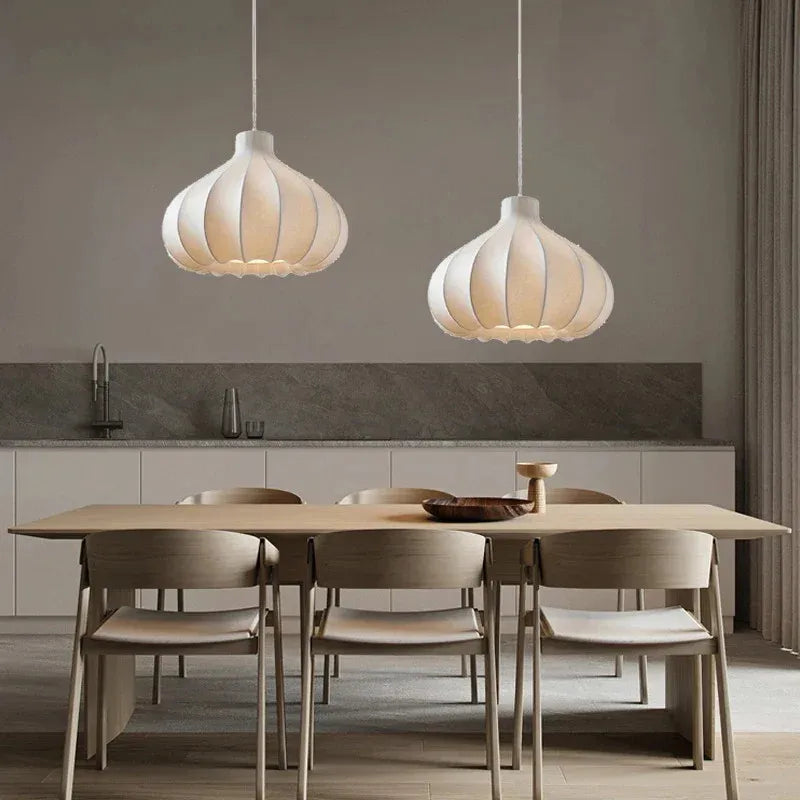 Axyaa Silk Lantern Pendant Lamp: Minimalist Japanese Noguchi Style