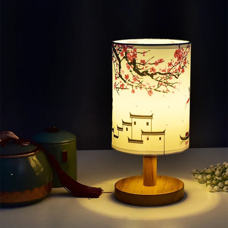 Axyaa Dimmable LED Fabric Table Lamp - Chinese Style Square Decoration