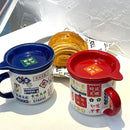 Axyaa Retro Ceramic Mug with Cover, Water Mugs, Breakfast Cup, National Fashion