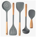 Axyaa Silicone Utensils Set with Wooden Handle, Non-stick Spatula Cookware Kit