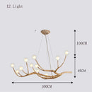 Axyaa Resin LED Chandelier: Vintage Tree Branches Pendant Lamp for Dining Room