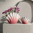 Axyaa Shell Ceramic Vase: Table Decor, Artificial Flowers, Room Aesthetic
