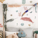 Axyaa Ocean Life Nursery Wall Decal for Babies Room, Peel and Stick Soft Watercolor Art
