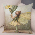 Axyaa Flower Girl Cushion Set - Fairy Tale Decor for Living Room, Bedroom Sofa