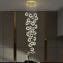 Axyaa Modern Crystal Chandelier Stair Pendant Lamp Living Room Lighting
