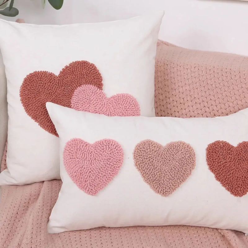 Axyaa Pink Velvet Ins Circle Love Pillowcase Embroidered Valentine's Day Bed Pillow Cover